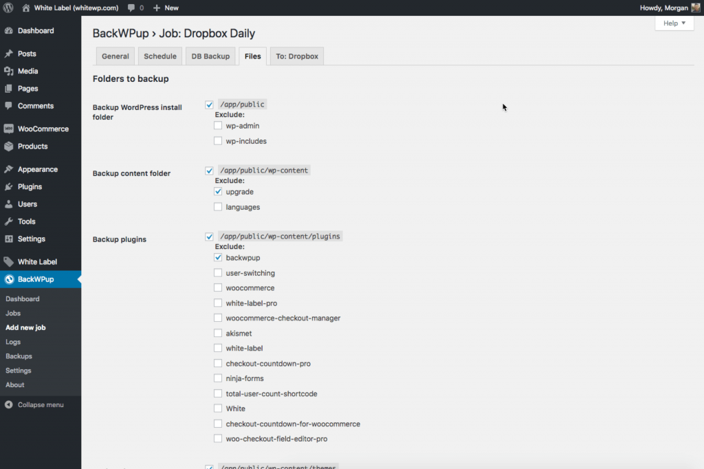 Backup WordPress files to Dropbox