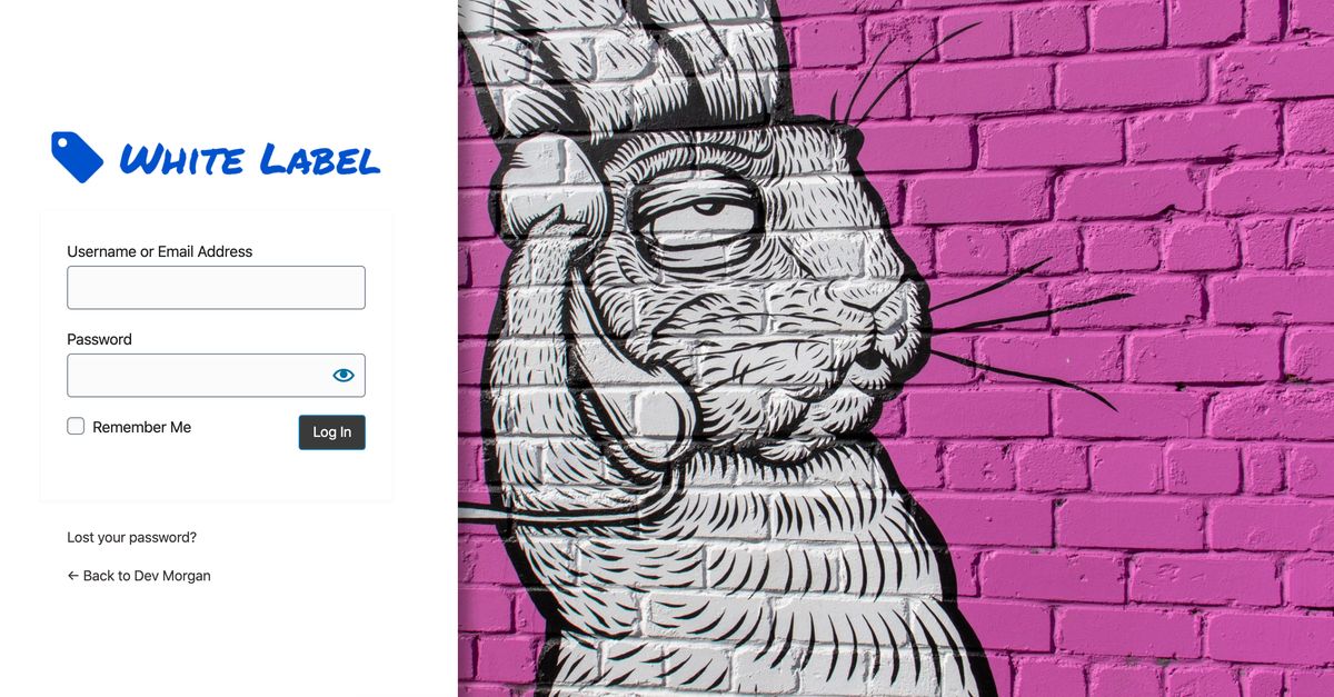 White Label custom WordPress login page example