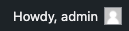 Screenshot of WordPress Howdy, admin Text