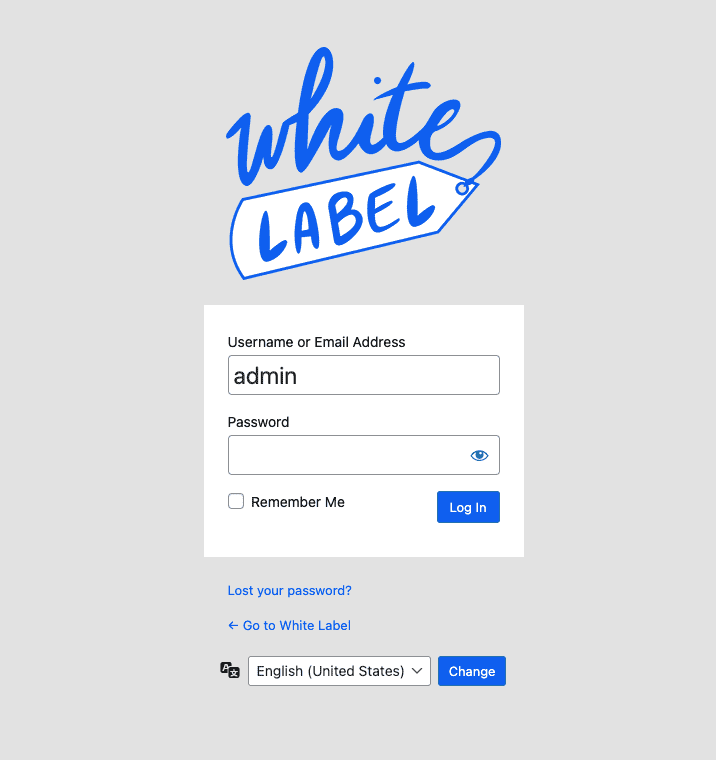 White Label Custom WordPress Login Page Colors Example