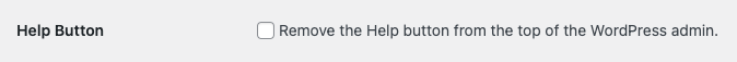 Screenshot of Remove WordPress Help Button Feature in White Label Pro