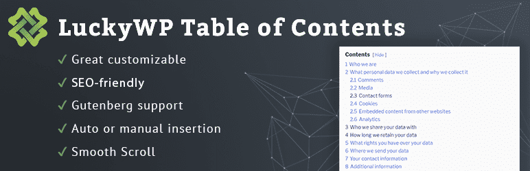 LuckyWP Table of Contents