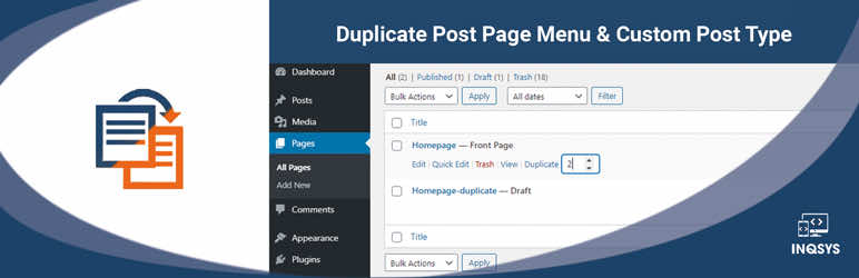 Duplicate Post Page Menu & Custom Post Type