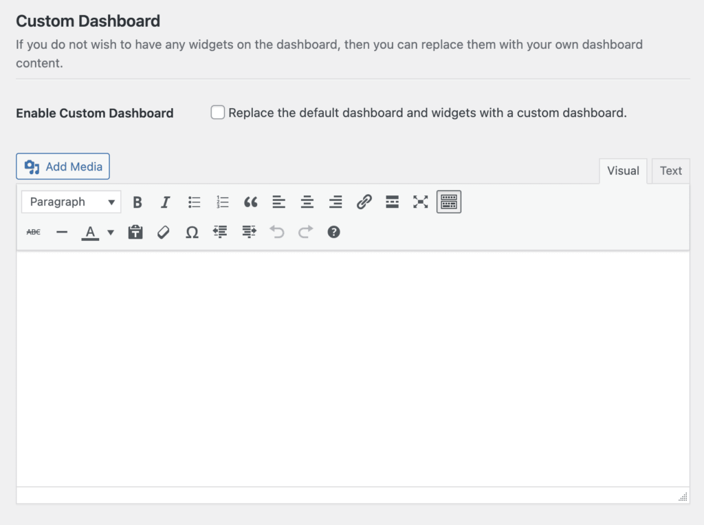Screenshot of Custom Dashboard Feature in White Label