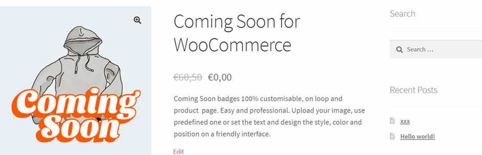 Coming Soon Badge for WooCommerce