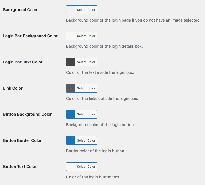 Screenshot of White Label's Login Color Scheme Feature