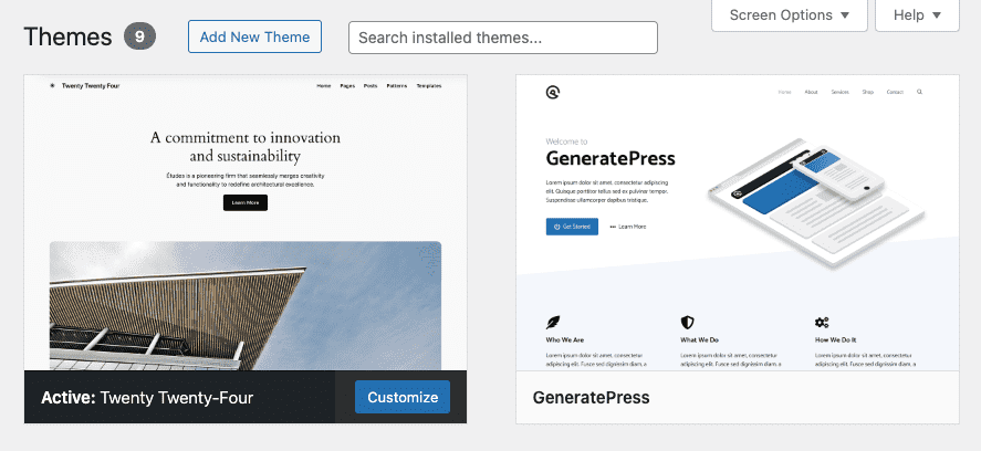 How to Change a WordPress Theme Screenshot Before Example