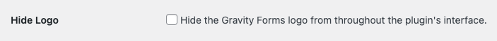 Screenshot of White Label's Hide Gravity Forms Logo Feature