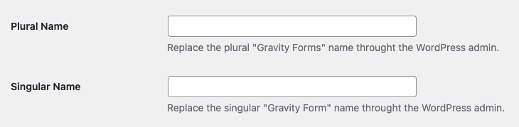 Screenshot of White Label's Replace the Gravity Forms Name Feature