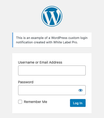 Example of White Label Pro's Login Custom Notification Feature