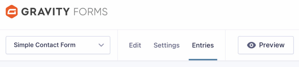 Screenshot of Gravity Forms Toolbar Links on Individual Form