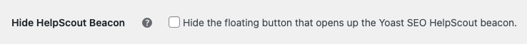 Screenshot of White Label's Hide Yoast SEO HelpScount Beacon Feature