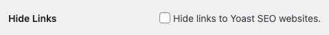 Screenshot of White Label's Hide Yoast SEO Links Feature
