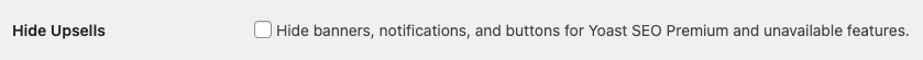 Screenshot of White Label's Hide Yoast SEO Upsells Feature