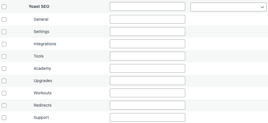 Screenshot of White Label's Yoast SEO Sidebar Menus Features