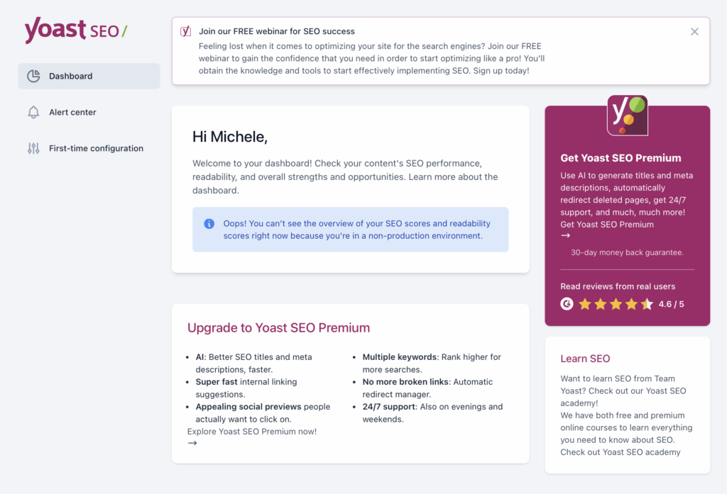 Screenshot of Yoast SEO Branding After White Label Pro Hide Links Changes