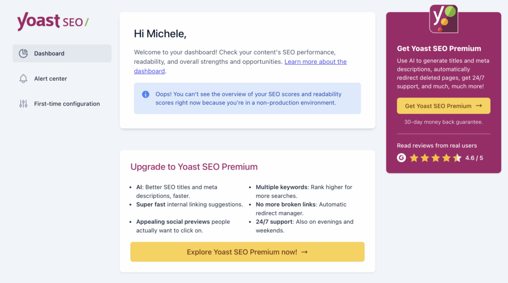 Screenshot of Yoast SEO Branding After White Label Pro Hide Notifications Changes