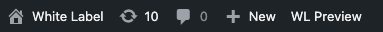 Screenshot of the White Label Preview Mode link in the WordPress Admin Bar.