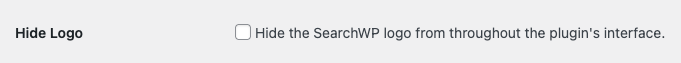 Screenshot of White Label's Hide SearchWP Logo Feature