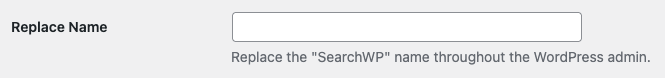 Screenshot of White Label's Replace the SearchWP Name Feature