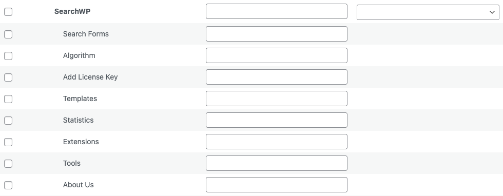 Screenshot of White Label's SearchWP Sidebar Menus Features