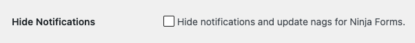 Screenshot of White Label's Hide Ninja Forms Notifications Feature